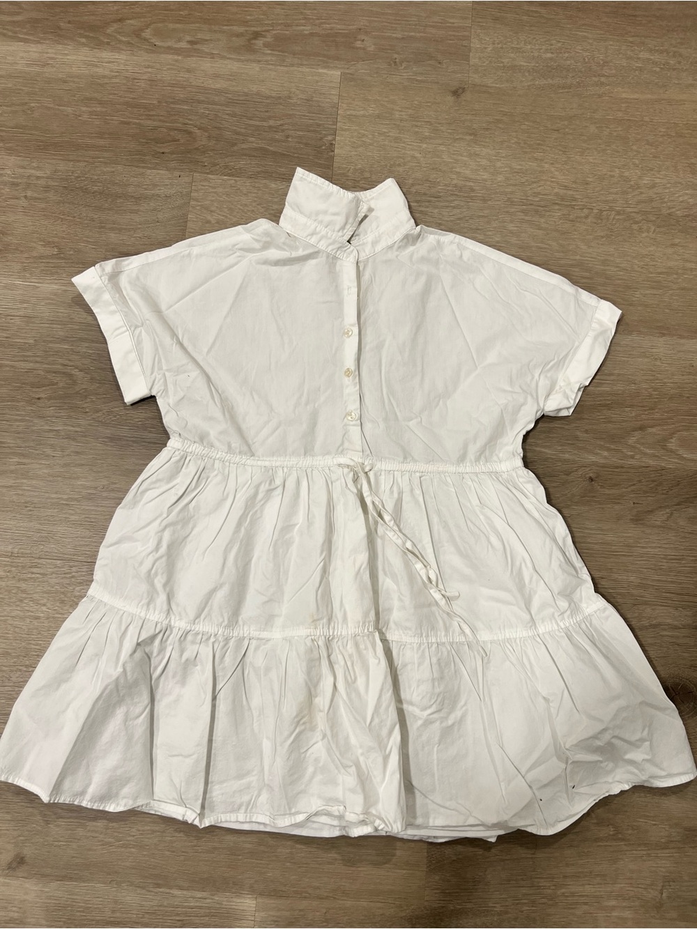 MDS White Tiered Button-Front Dress -Size Medium